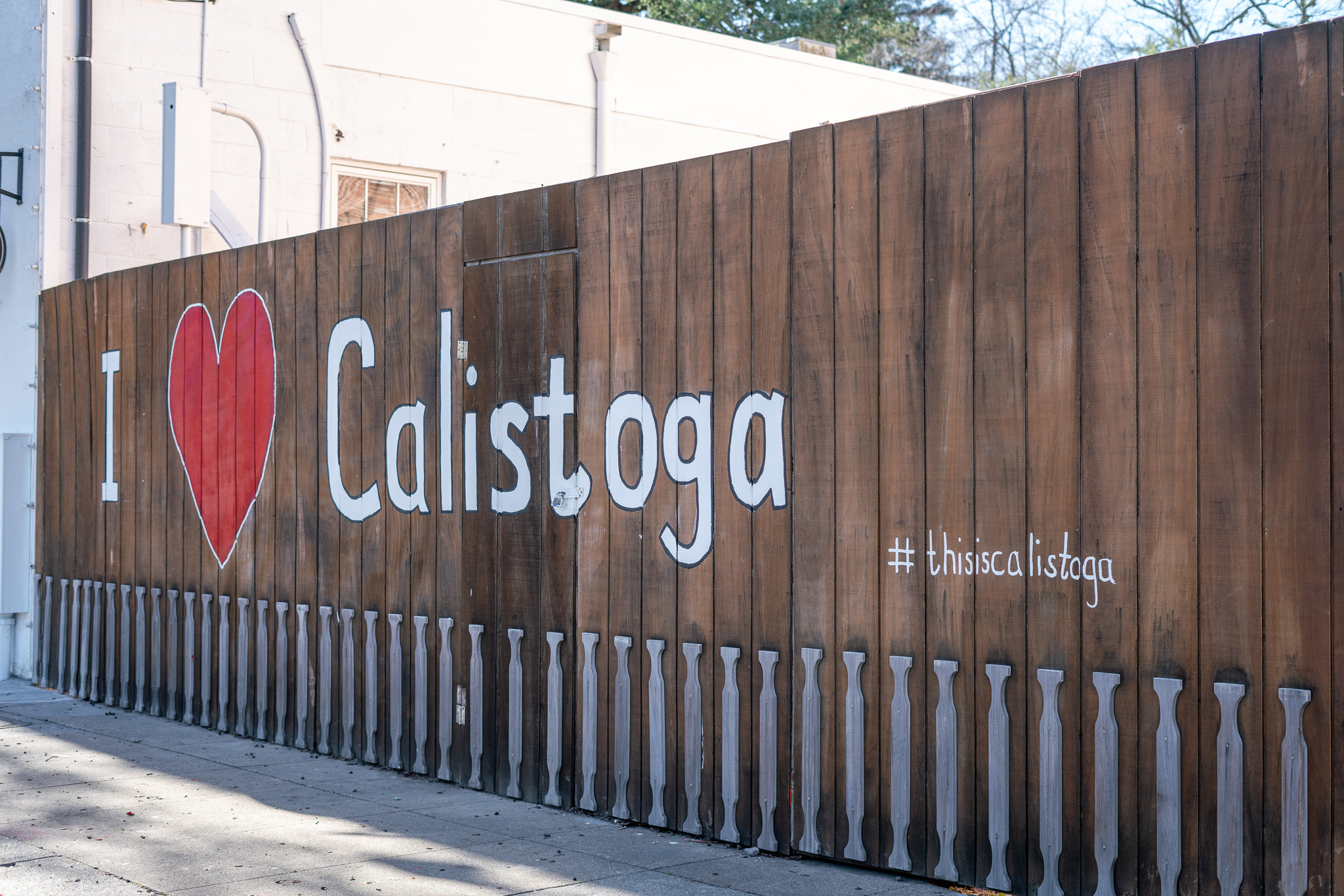 I love Calistoga mural on fence