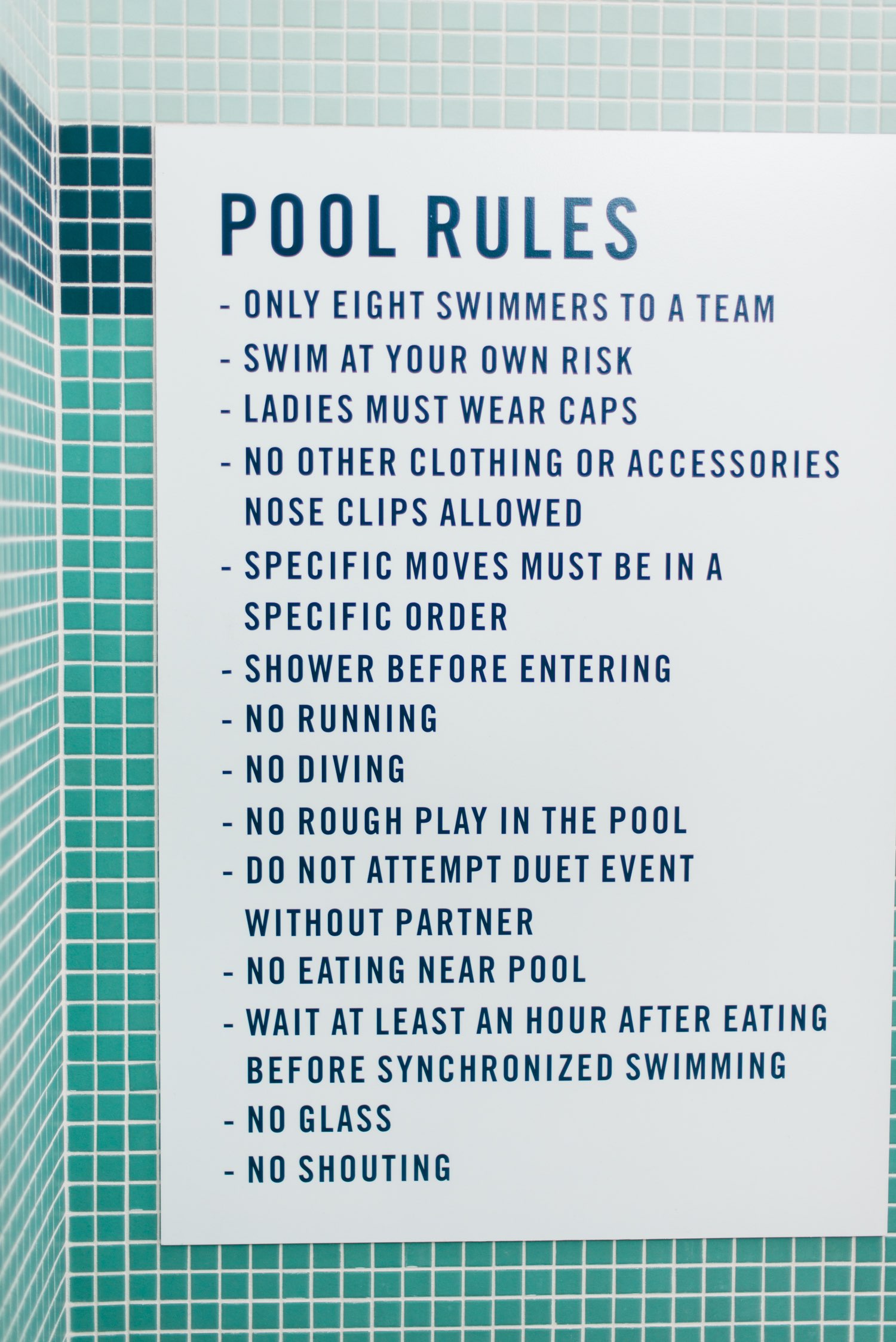 pool rules sign