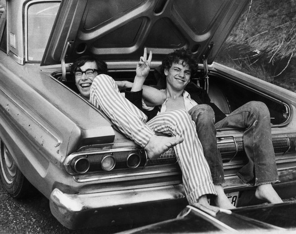 Hippies in car trunk